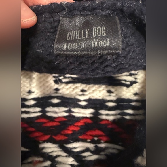 Chilly Dog 100% Wool Dog Sweater | Nordic Fair Isle Snowflake Knit | Red&Navy - Picture 4 of 4